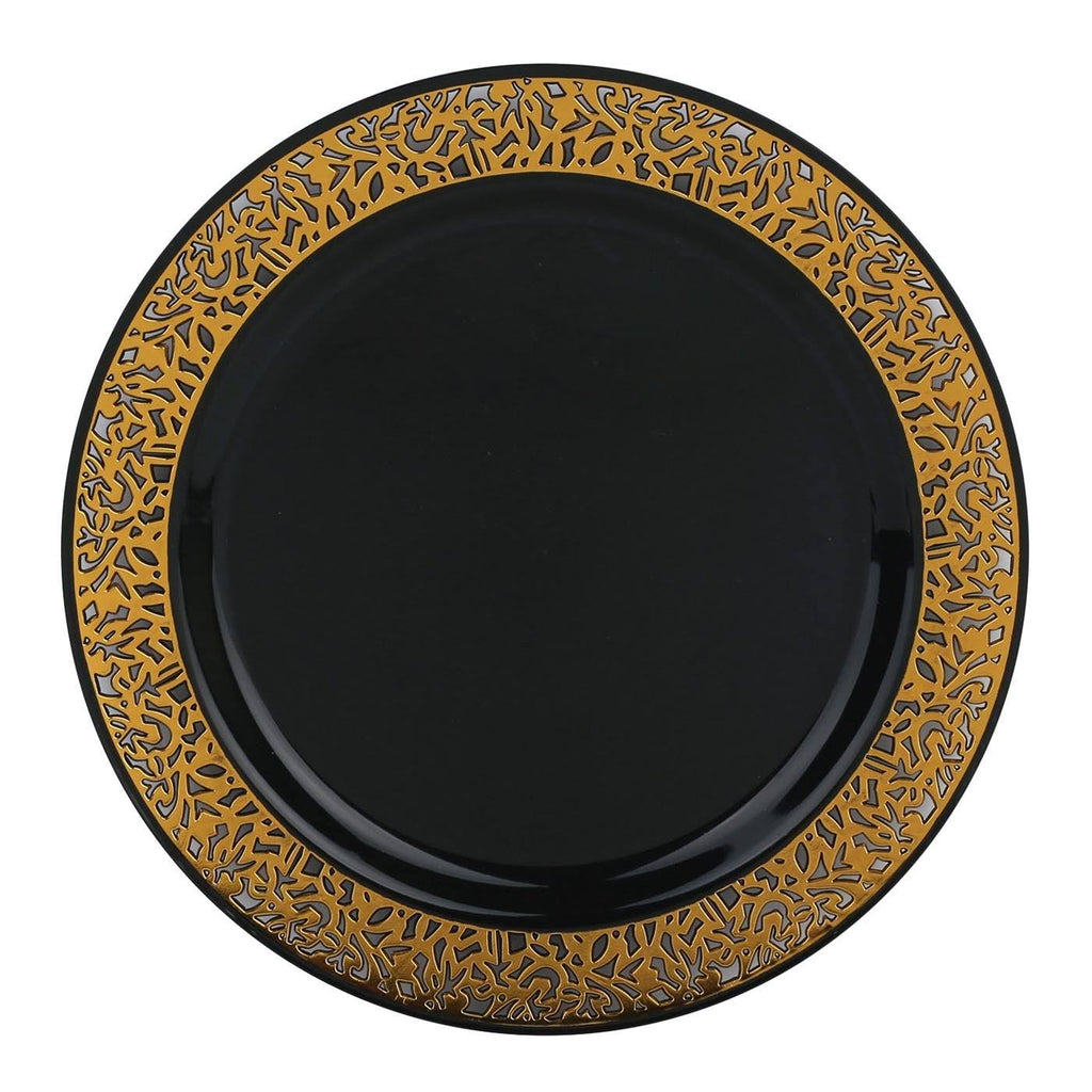 White with Gold Rim Disposable Plastic Salad Plates, 120 Pcs T80550