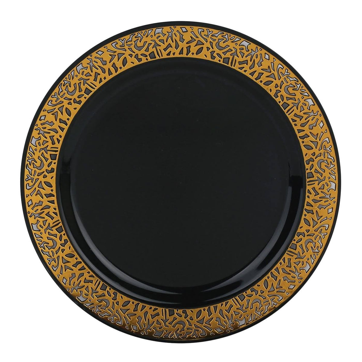 White with Gold Rim Disposable Plastic Salad Plates, 120 Pcs T80550