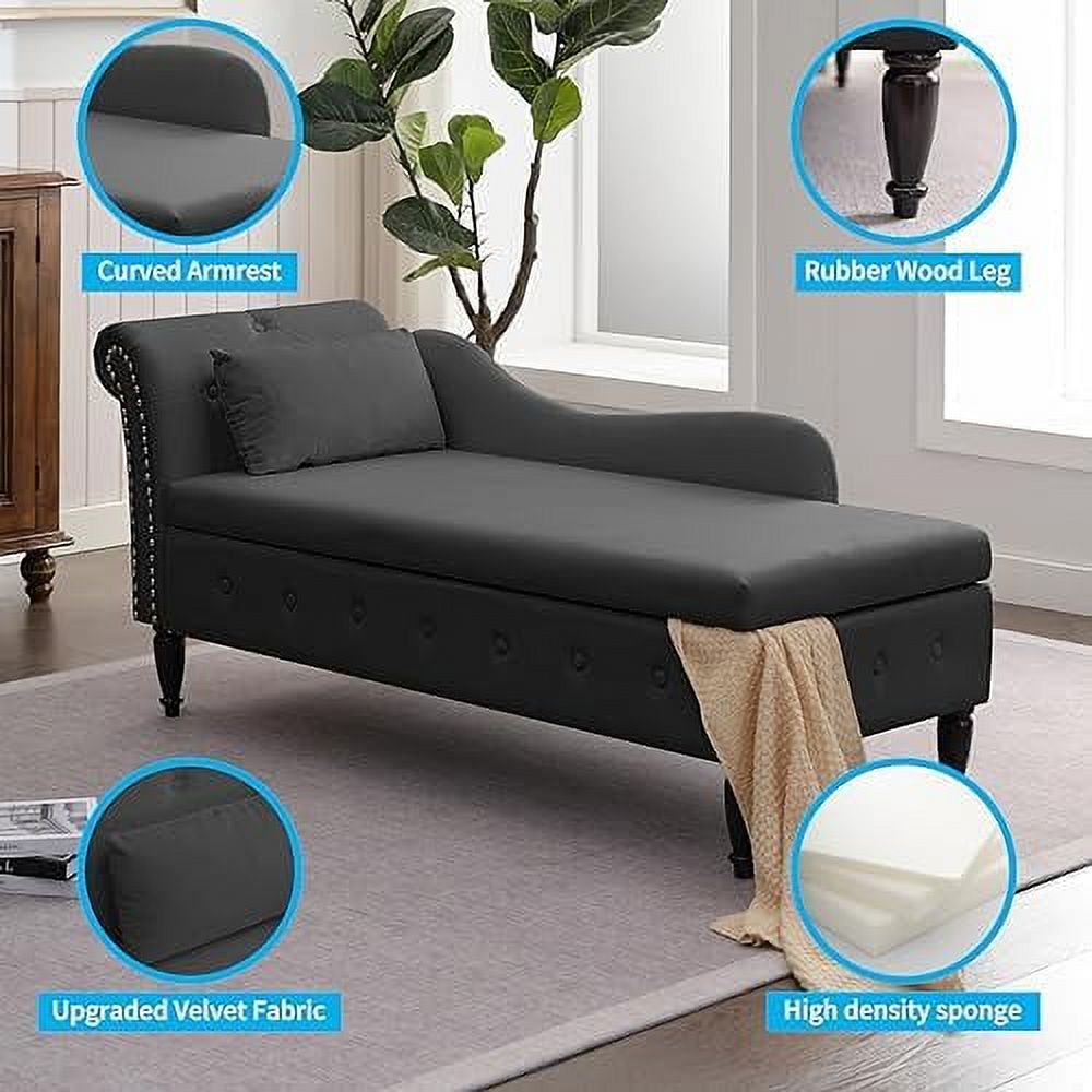 Velvet Chaise Lounge Chair with Cushion H7475
