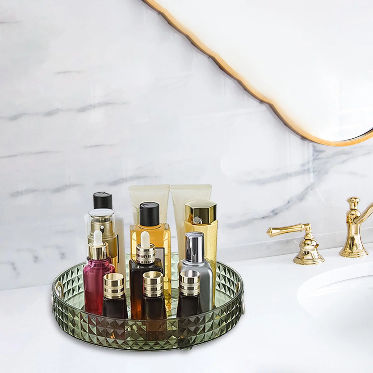 Green 1 Tier Desktop Perfume Tray Organizer J23856