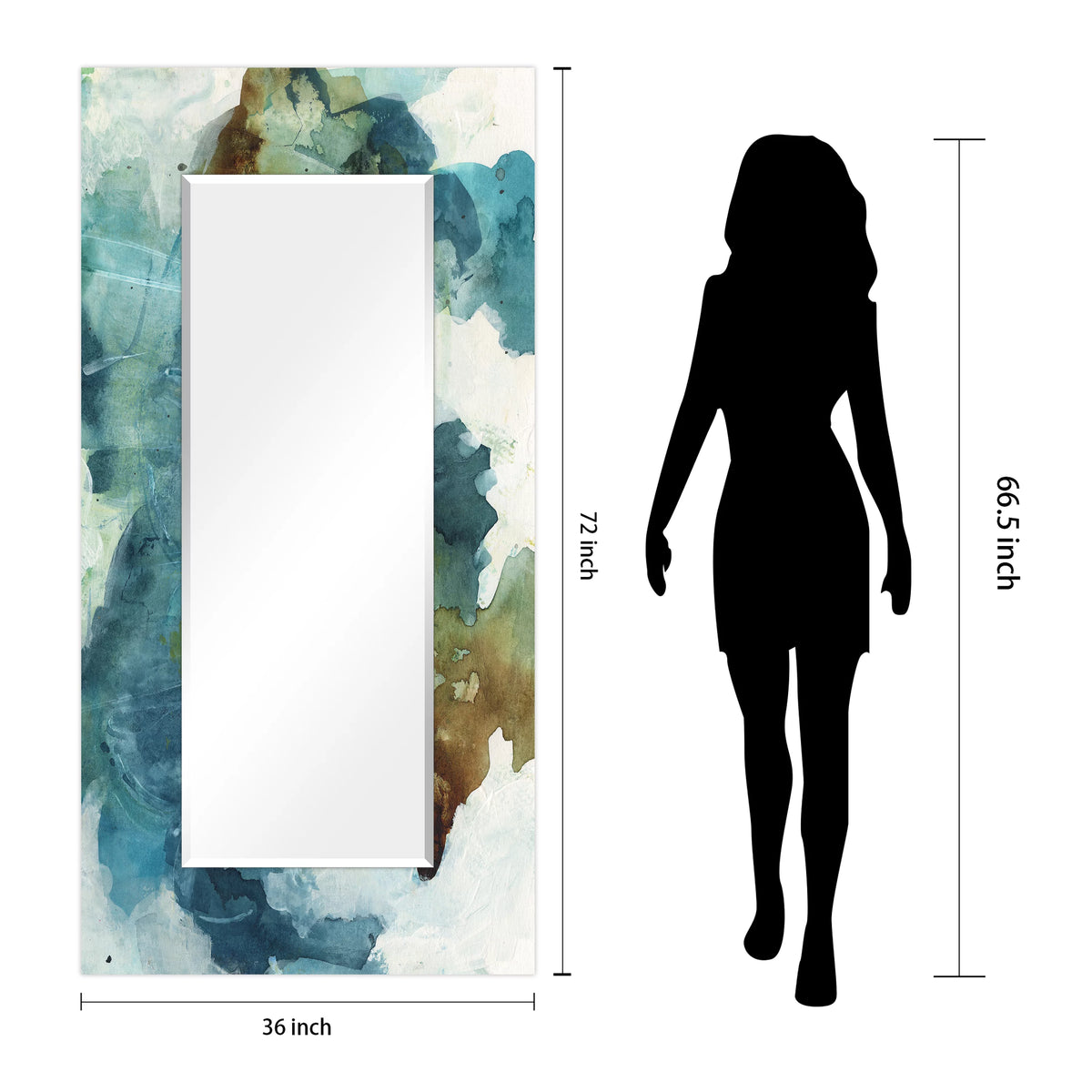 Blue Sky Rectangular Beveled Mirror Tempered Art Glass 72" x 36" T714