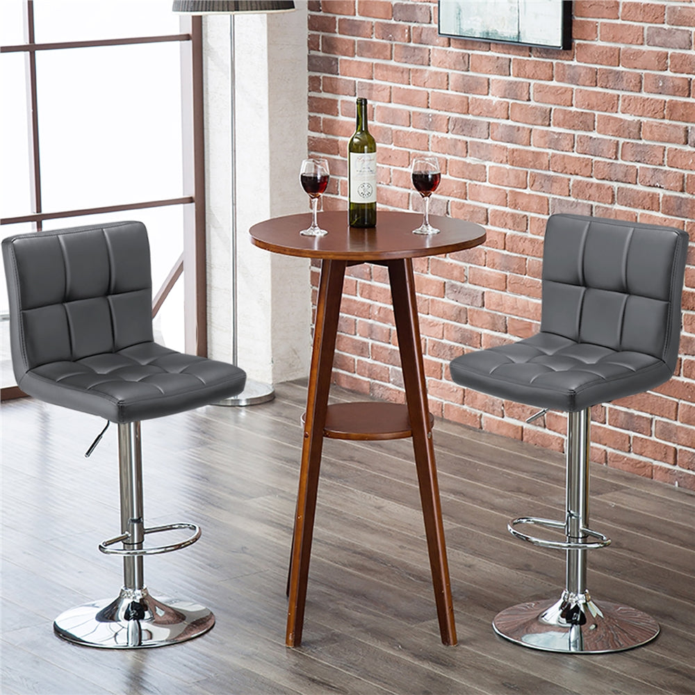 2pcs Faux Leather Counter Bar Stools, Gray H989375