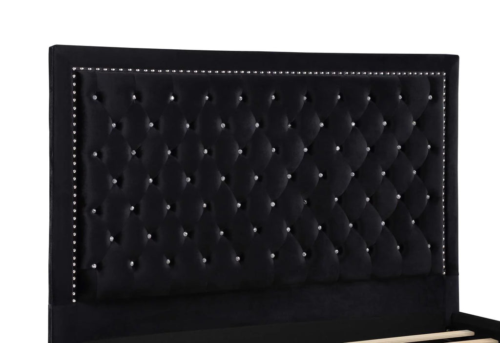 Black Upholstered Tufted Platform Eastern King Bed S67682