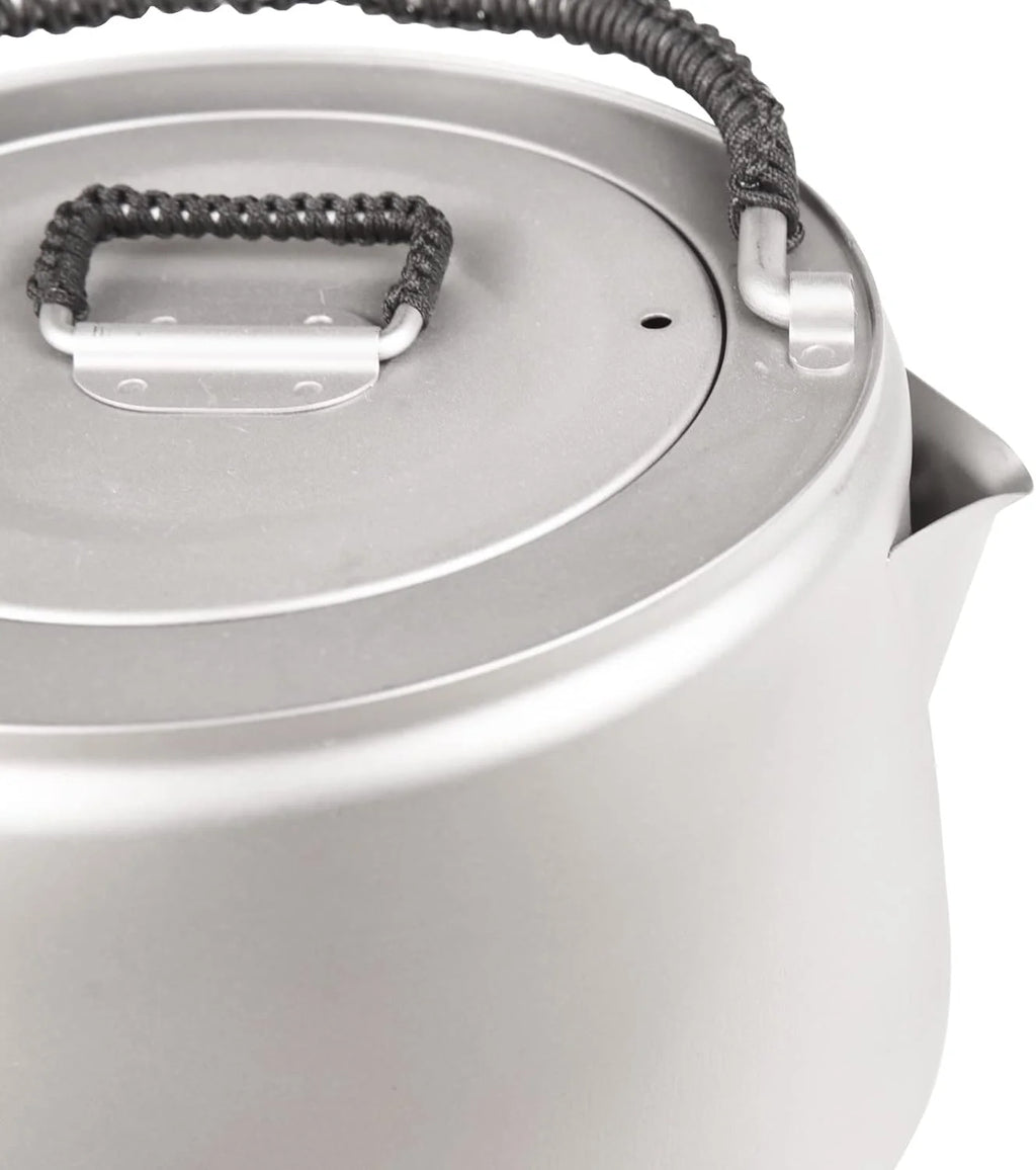 Titanium Camping Kettle with Lid Folding Bail Handle 1200ml J88465