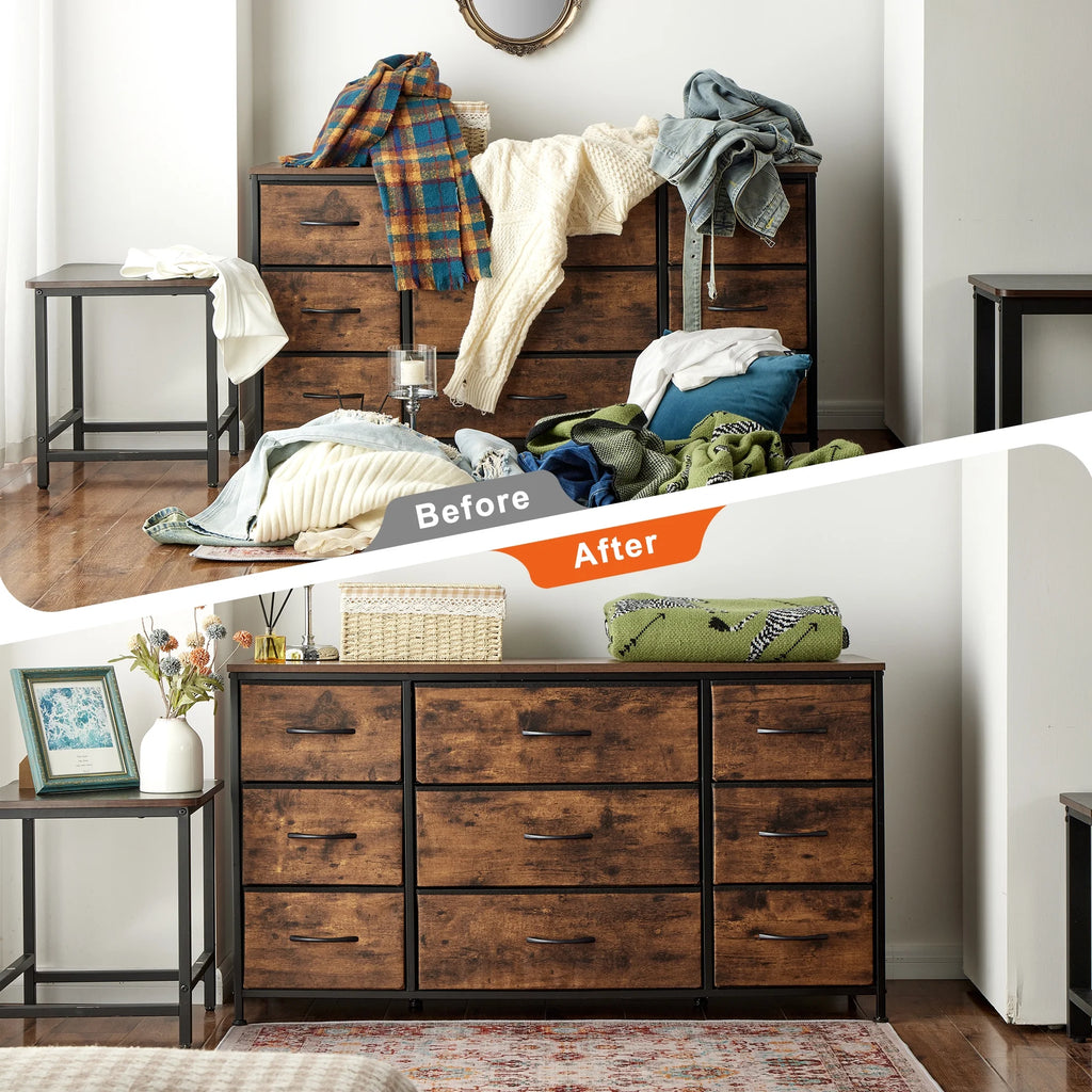 Black 9 Drawer Wide Dresser TV Stand S947647