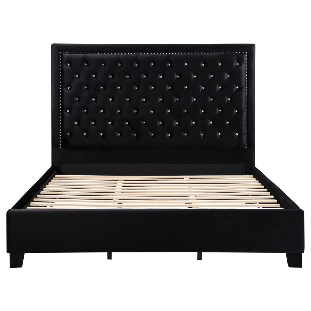 Black Upholstered Tufted Platform Eastern King Bed S67682