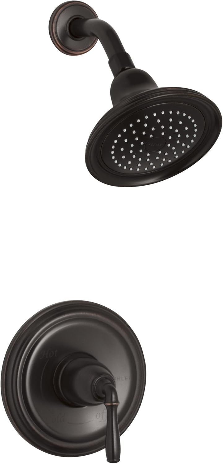 Oil-Rubbed Bronze Shower Valve Trim with Lever Handle and 2.5 gpm Showerhead B53339