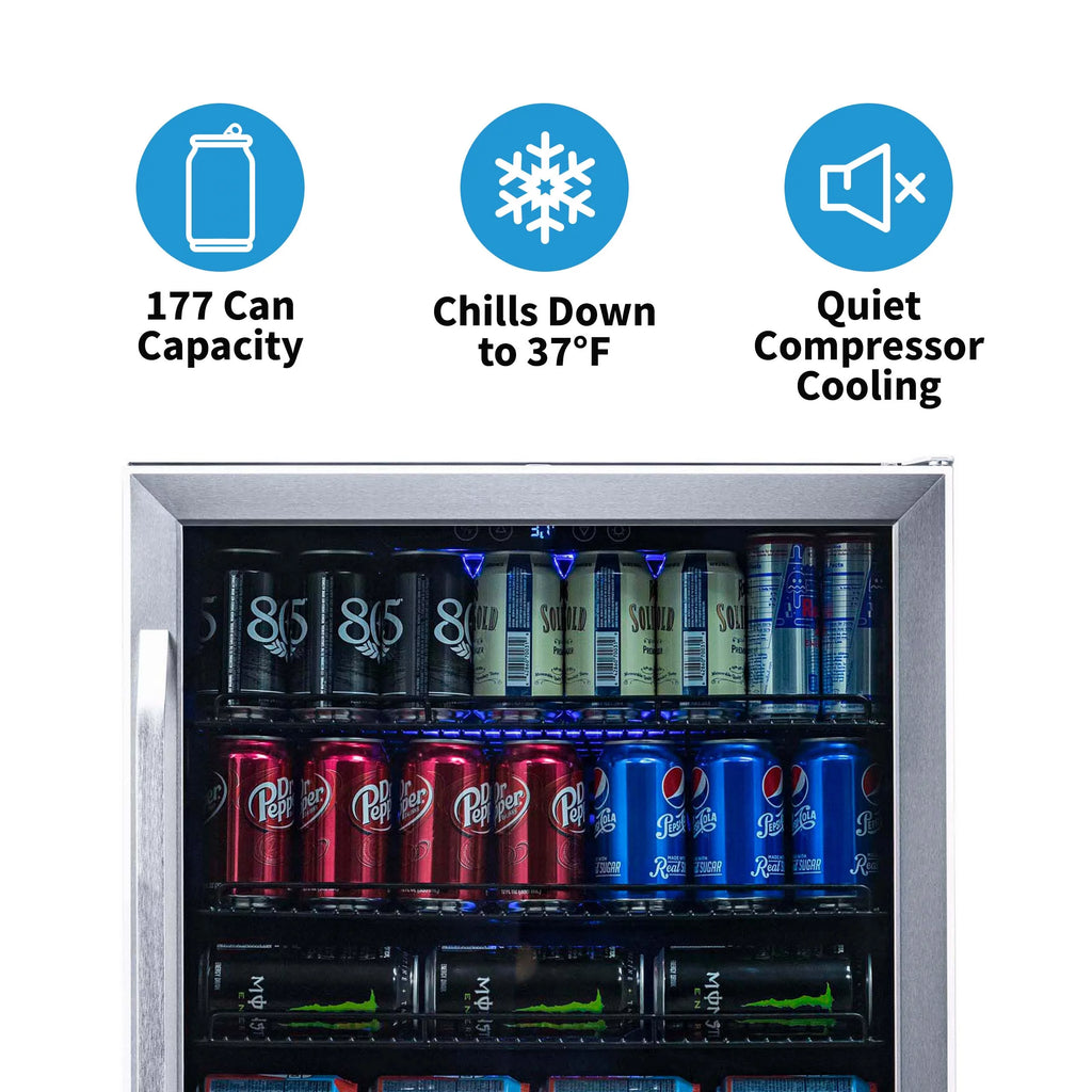 177 Can Stainless Steel Beverage Refrigerator L3545