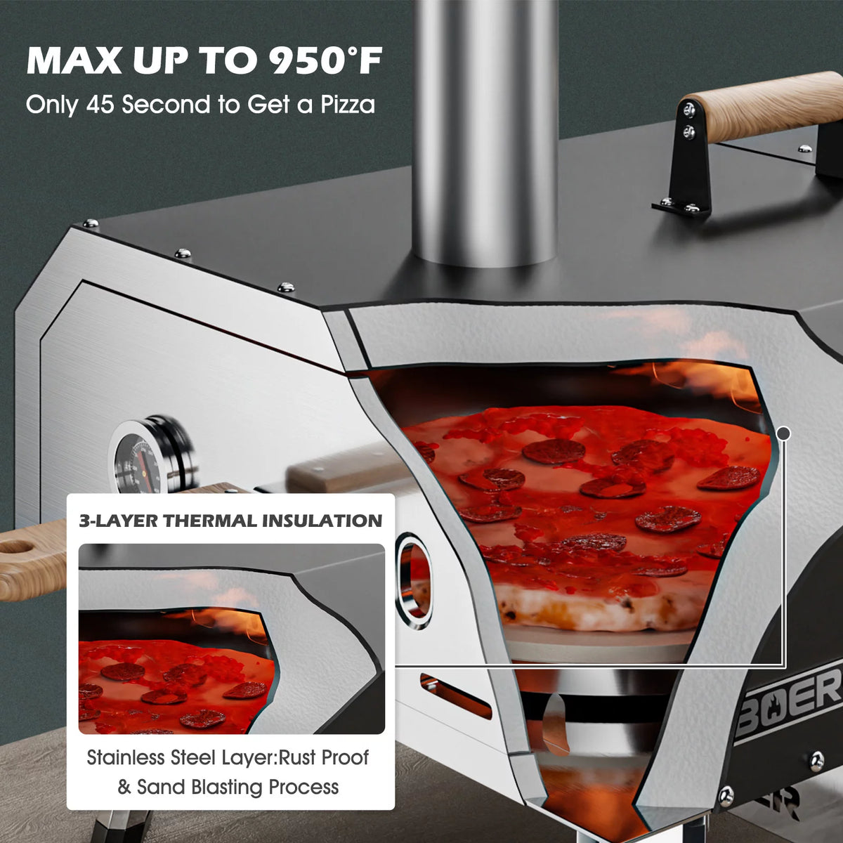 16" Gas & Wood Fired Stainless Steel Pizza Oven W527