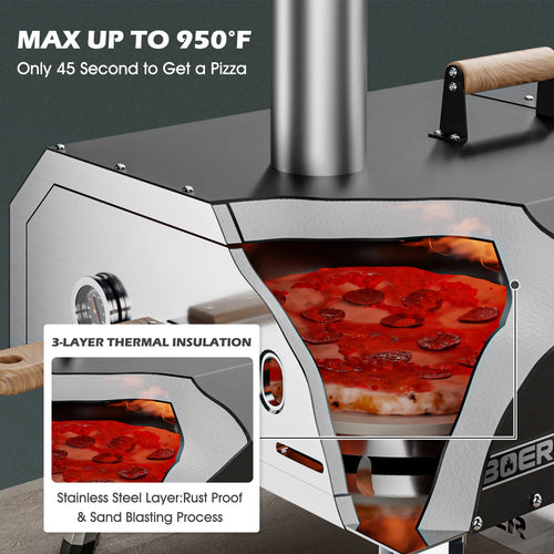 16" Gas & Wood Fired Stainless Steel Pizza Oven W527