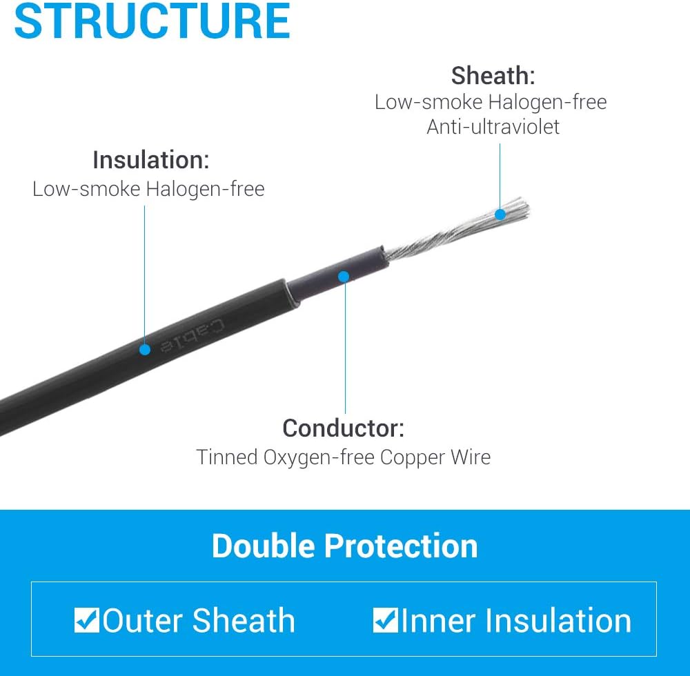 10AWG Solar Extension Cable 95 Feet Black F442
