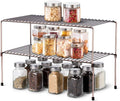 Set of 2 Stackable Expandable Storage Shelves with Anti-Slip Liners, Silver U9571