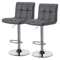 2pcs Faux Leather Counter Bar Stools, Gray H989375