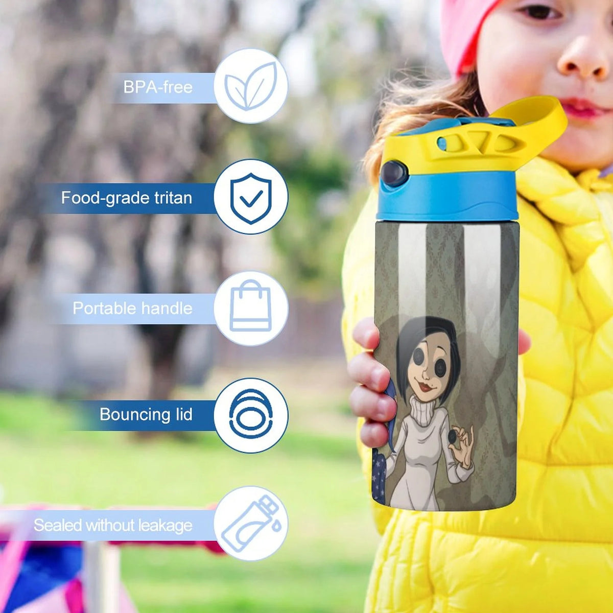 Insulated Stainless Steel Water Bottle with Straw U896061