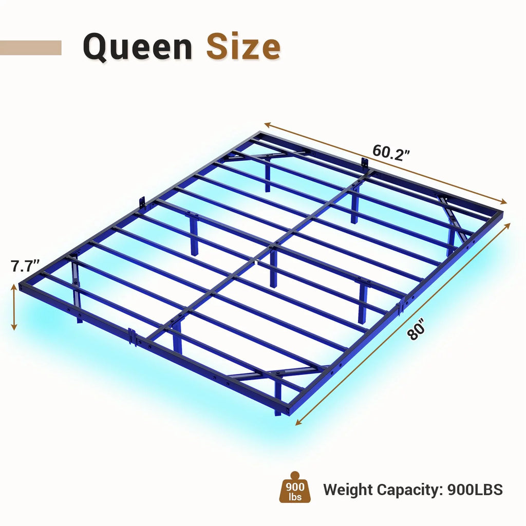 Queen Metal Platform Bed Frame with LED Lights Y551
