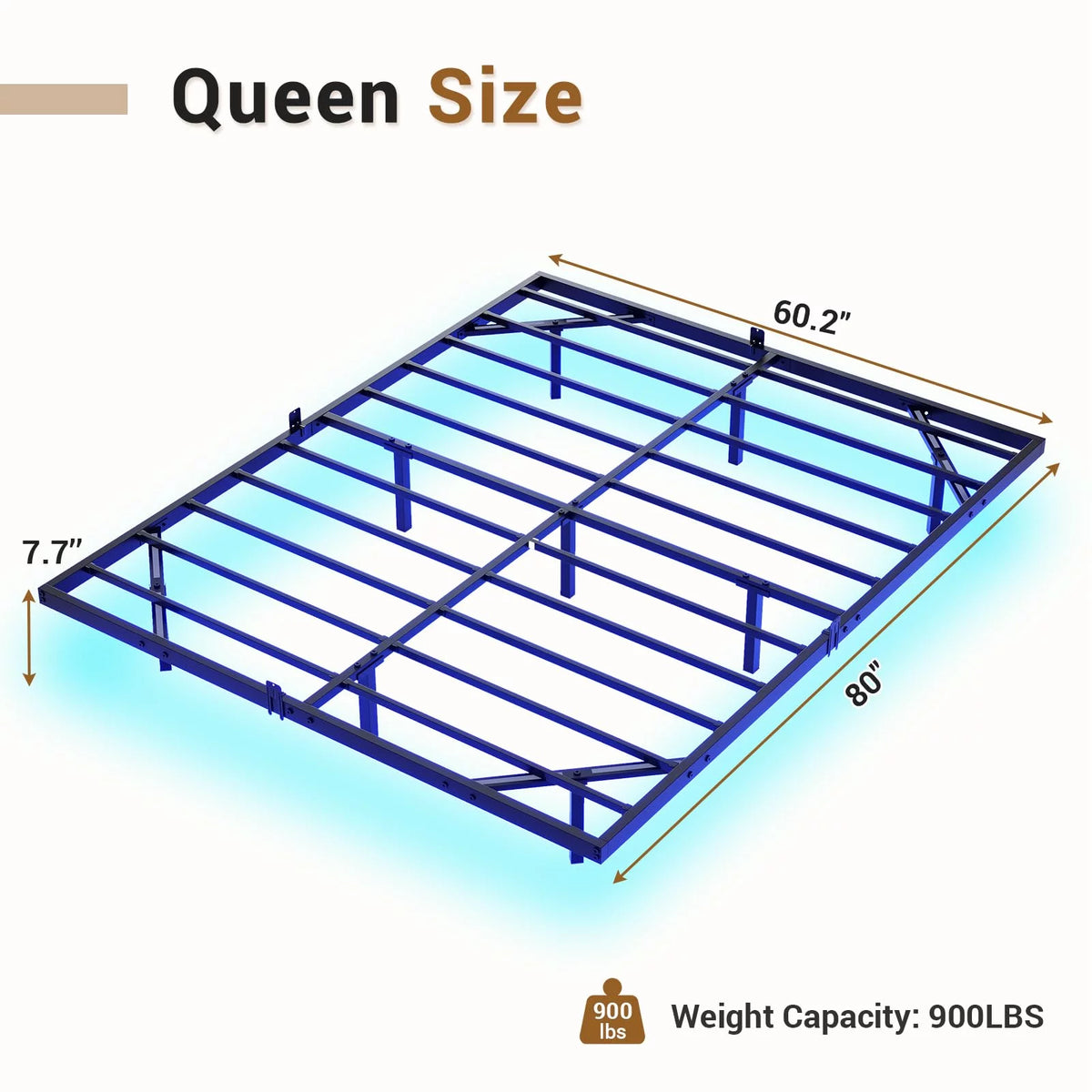 Queen Metal Platform Bed Frame with LED Lights Y551