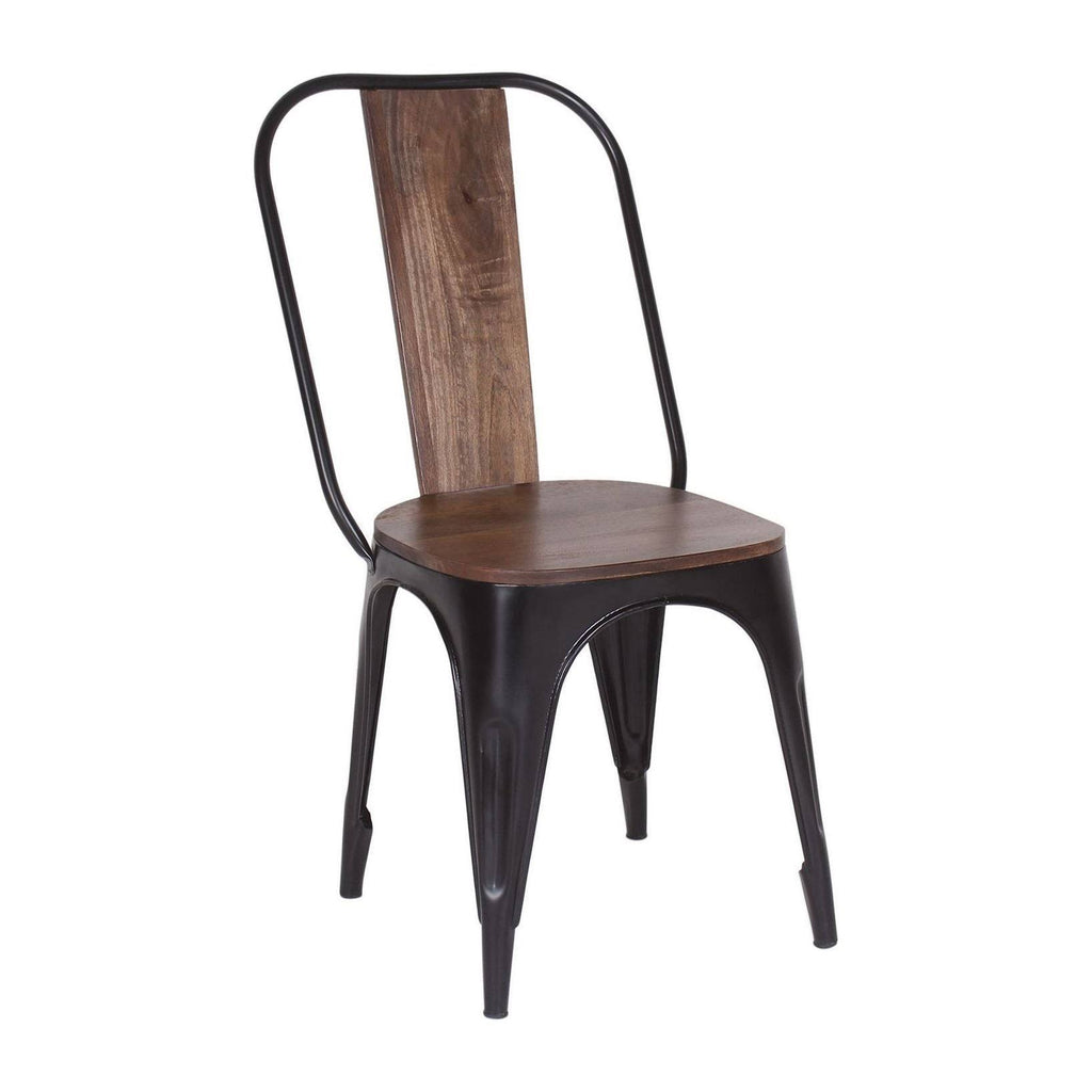 Industrial Iron Mango Wood Side Dining Chairs (Set of 2) Brown A5206