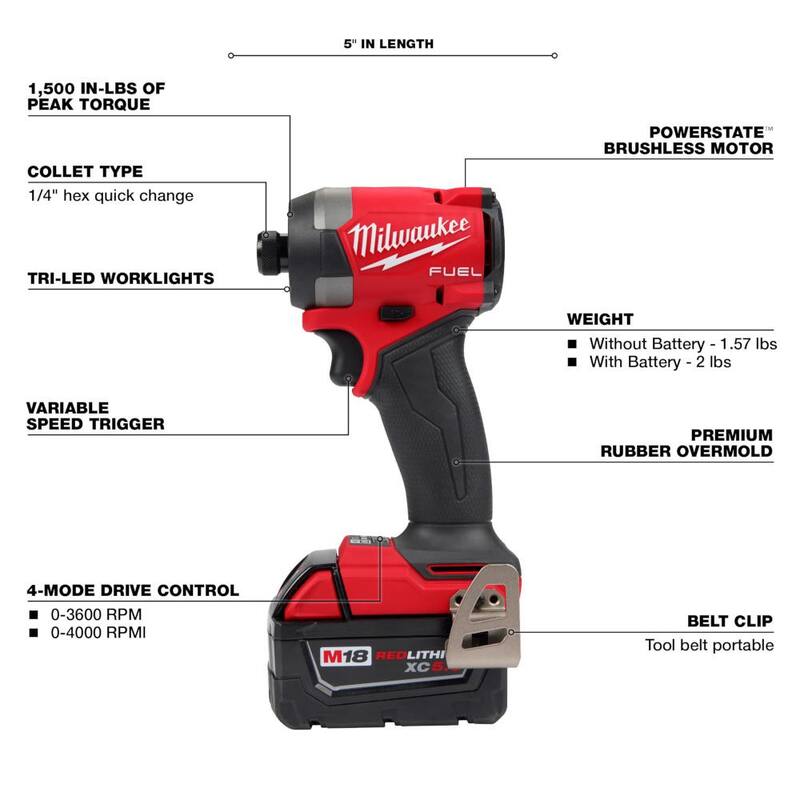 18-V Lithium-Ion Brushless Cordless 1/4 in. Hex Impact Driver Kit M7115