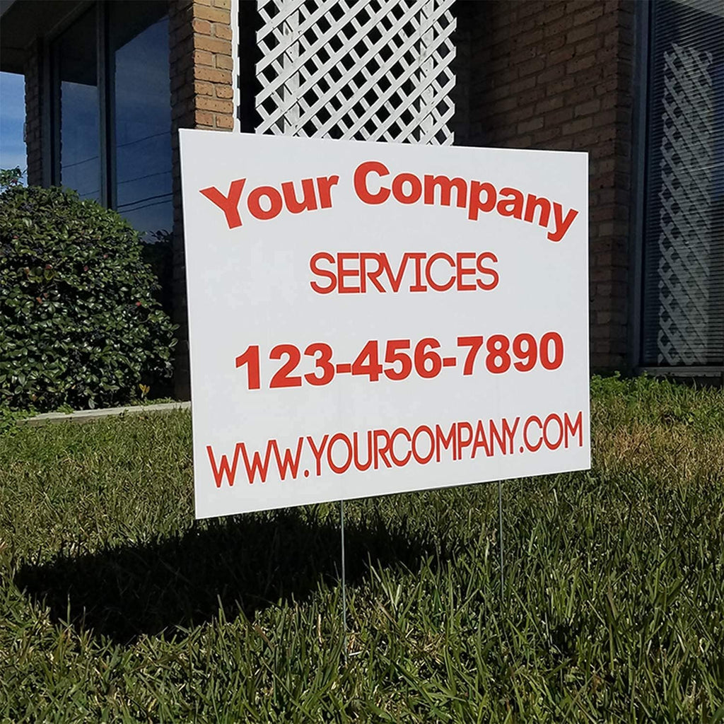 50 Pack Large 24x18 Full Color Single-Sided Yard Signs with Metal Stands W6274