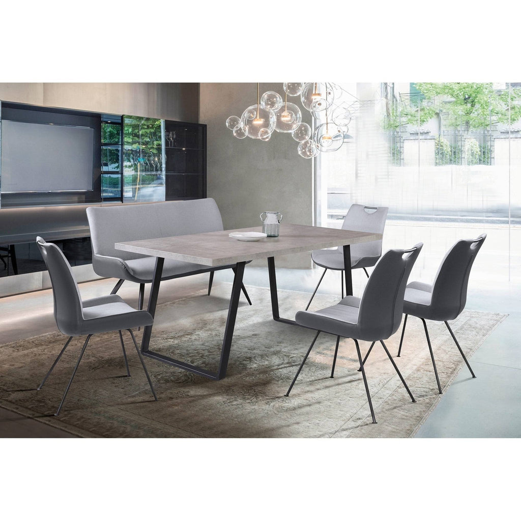 Grey Powder Coated Pewter Fabric Dining Chair Set of 2 T9071