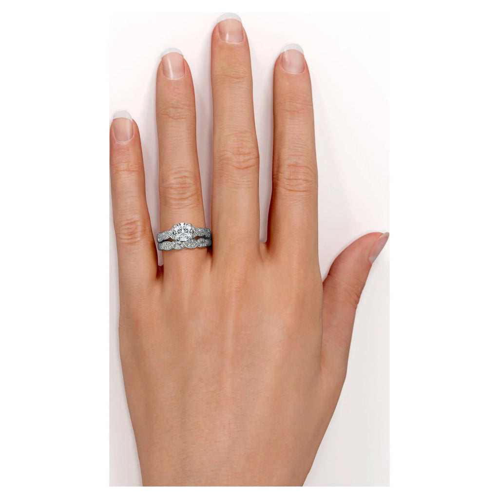 1.25 Carat Round Cut Moissanite Wedding Set B14746