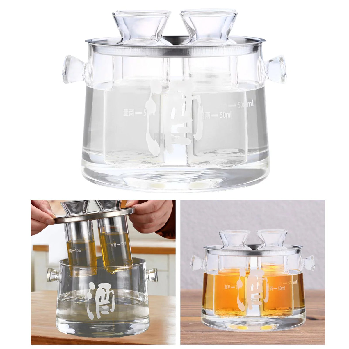 Glass Sake Decanter Bottle 16cmx14.5cmx11.6cm P9276