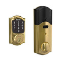Smart Deadbolt with Camelot Trim in Bright Brass, Zigbee Certified L691