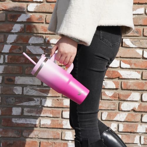40 oz Insulated Stainless Steel Tumbler with Handle and 2 Straws H384899