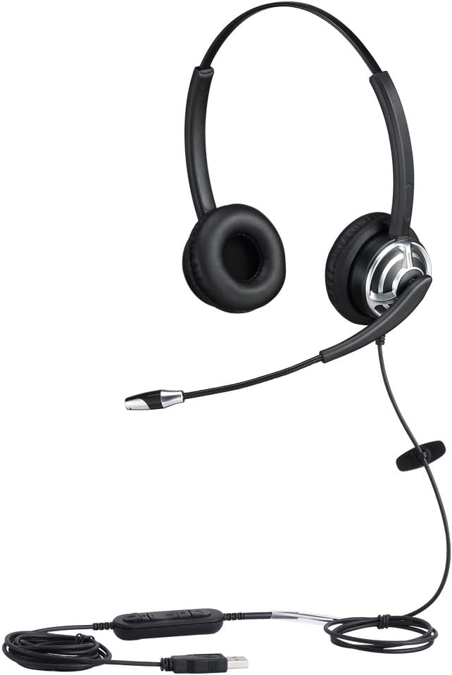 USB Telephone Headset with Noise Cancelling Microphone Dual Ear C2188