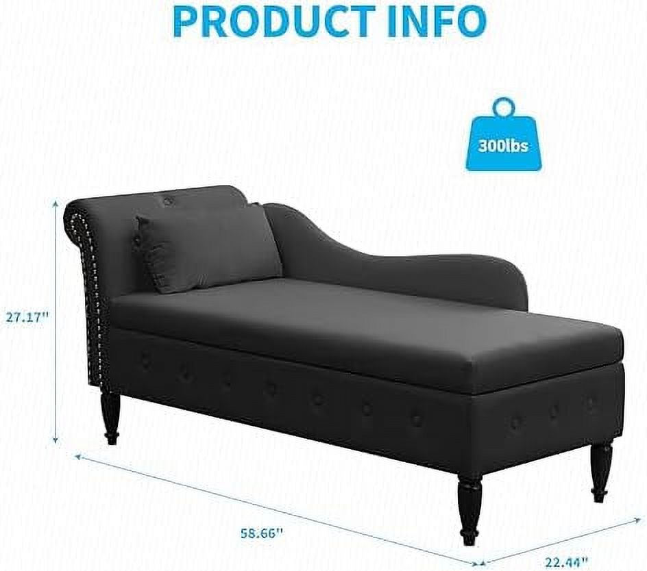 Velvet Chaise Lounge Chair with Cushion H7475