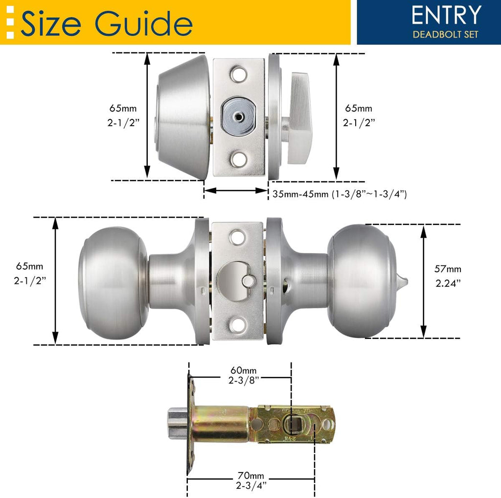 5 Pack Entry Door Knob and Single Cylinder Deadbolt Combo Pack in Satin Nickel A547