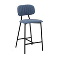 Faux Leather and Metal Counter Stool in Blue/Black B854