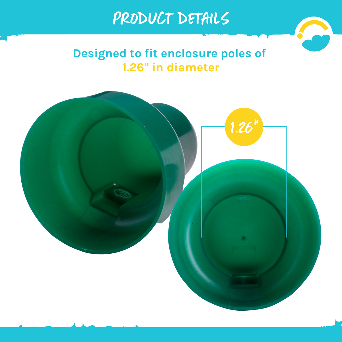 Trampoline Pole Caps, 1.26 Inches, Set of 6 K64587