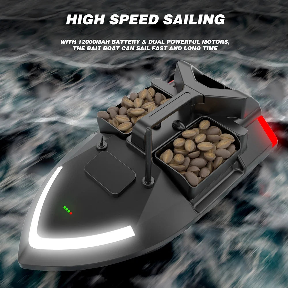 GPS Fishing Bait Boat 500m Remote Control Dual Motor Fish Finder 2KG Loading Support with Night Light C701231