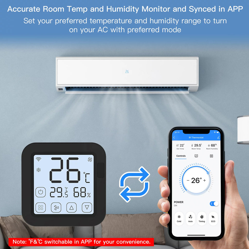 Smart Wifi IR Air Conditioner Controller with LCD Display J32872