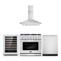 36 Gas Range, Wall Mount Range Hood, Dishwasher and Wine Cooler O270