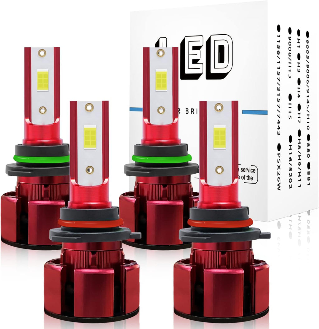 9005/HB3 High Beam + H11 Low Beam LED Headlight Bulbs Pack of 4 V631