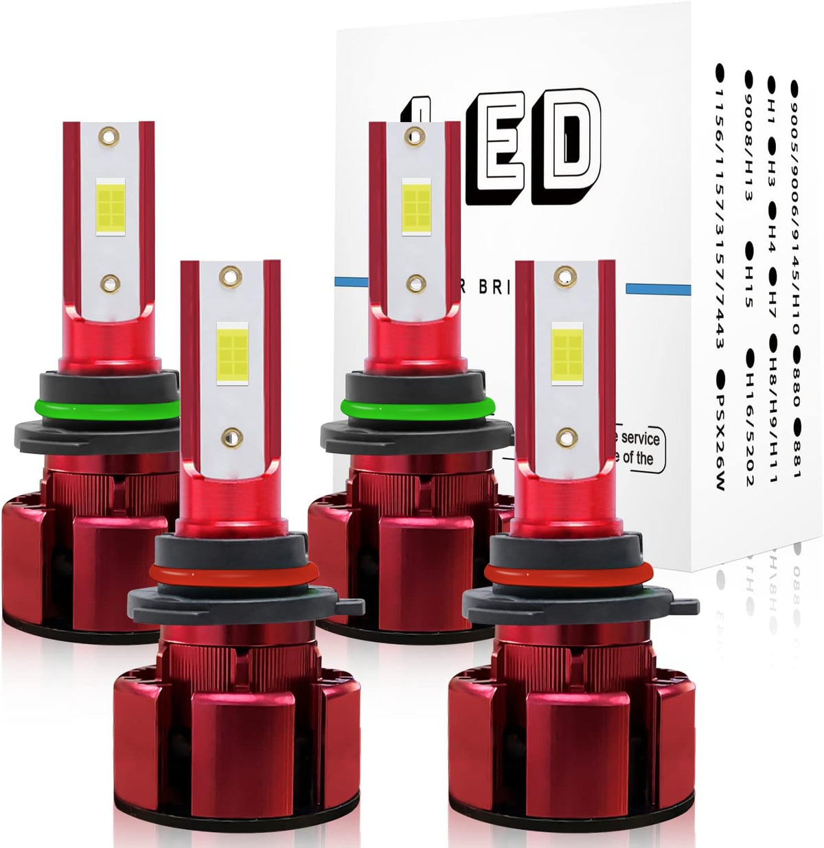 9005/HB3 High Beam + H11 Low Beam LED Headlight Bulbs Pack of 4 V631