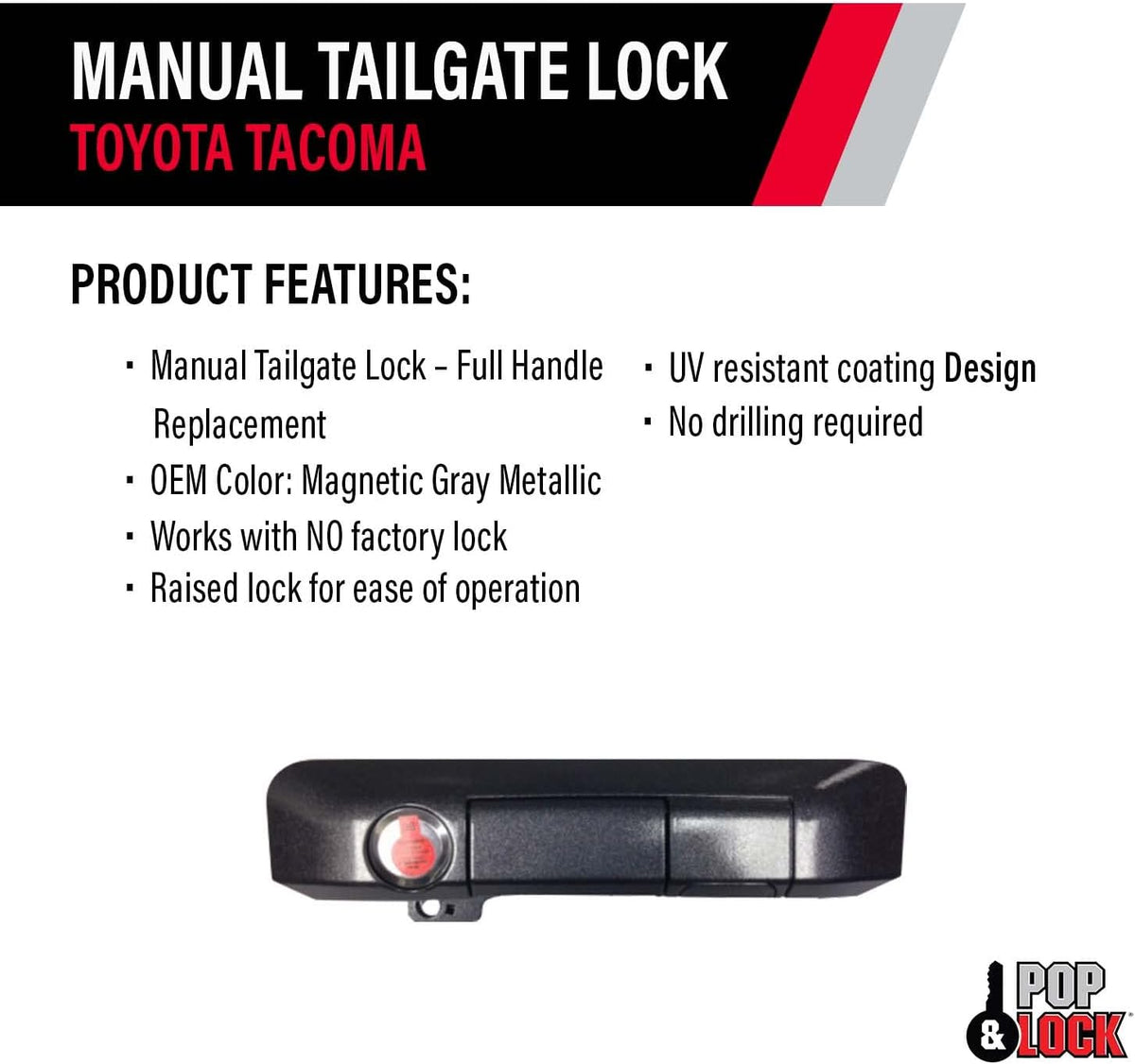 Black Manual Tailgate Lock M622