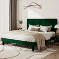 Queen Size Upholstered Platform Bed Frame with Velvet Headboard U8992