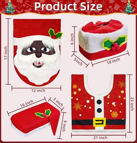 Black 4 Pcs Christmas Toilet Seat Cover Set Q6802