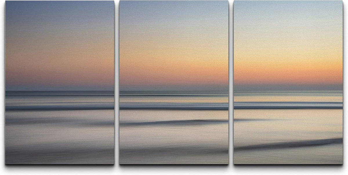 Canvas Print Wall Art Set Ocean Waves Marine Life Nautical Landscape Blue 16x24 x 3 U94217
