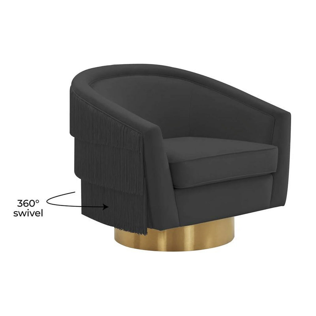 Black Velvet Swivel Accent Chair N806