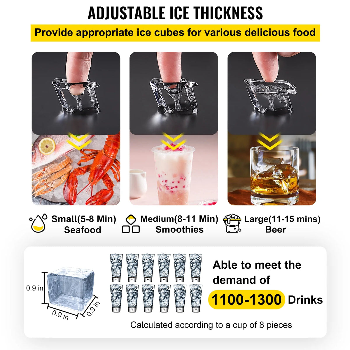 110V Commercial Ice Maker 440lbs/24H Stainless Steel N744402