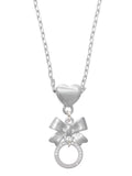 Silvertone Infinity Ring Necklace O991