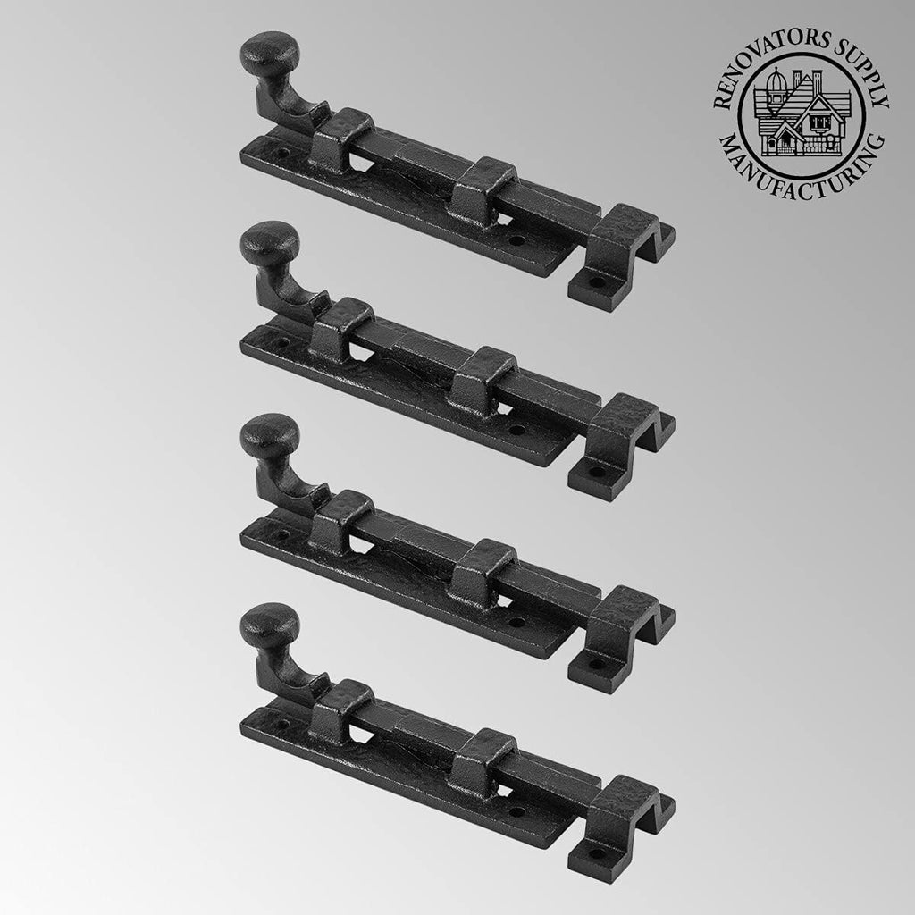 Black Wrought Iron Slide Bolt Door Latch 4 Pack I444730