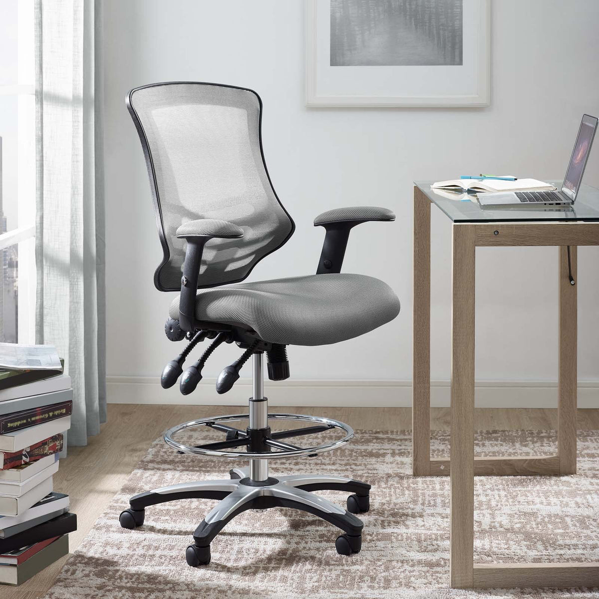 Gray Mesh Drafting Chair U456