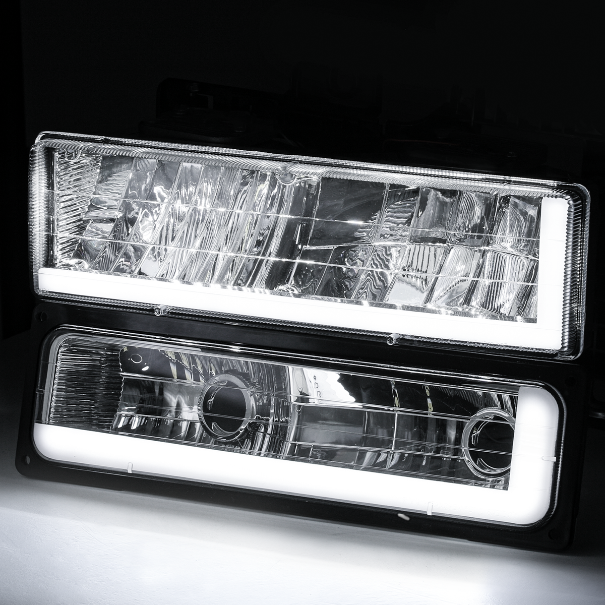 LED Tube Headlight Assembly with 6000K LED Bulbs C7447