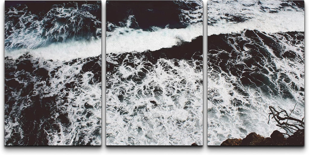 Canvas Print Wall Art Set Ocean Waves Marine Life Nautical Landscape Blue 16x24 x 3 U94217