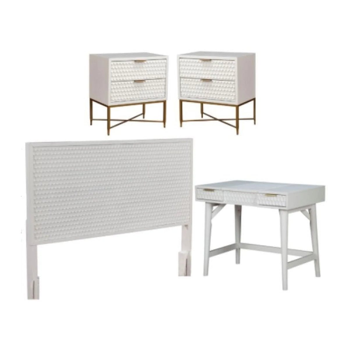 4 Piece Set with Nightstand King Headboard and Vanity B89508